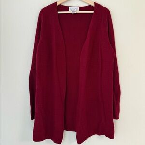 Bloomingdale's 100% cashmere Women's Open-Front Wine Red Cardigan